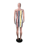 Sexy Colorful Stripes Spaghetti Strap Mini Dress DMF-8059