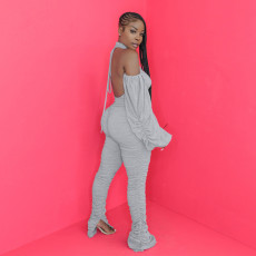 Solid Sexy Backless Split Stacked Jumpsuits YS-8701