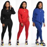 Fashion Simple Sports Solid Color Long Sleeve Top And Pants Two Piece Set LSD-8631-1