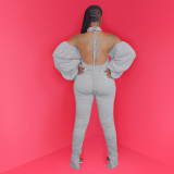 Solid Sexy Backless Split Stacked Jumpsuits YS-8701