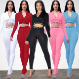 Sexy Letters Long Sleeve Two Piece Pants Set AL-209