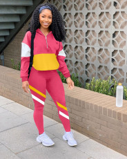 Casual Patchwork Tracksuit Two Piece Sets LM-8189