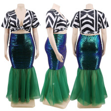 Plus Size 4XL Sexy Sequined Mermaid Long Skirt CYA-1245