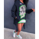 Plus Size Casual Printed Pullover Sweatshirt Dress YIY-5218