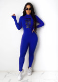Letter Print Sexy Skinny Long Sleeve Jumpsuit FNN-8533