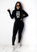 Letter Print Sexy Skinny Long Sleeve Jumpsuit FNN-8533