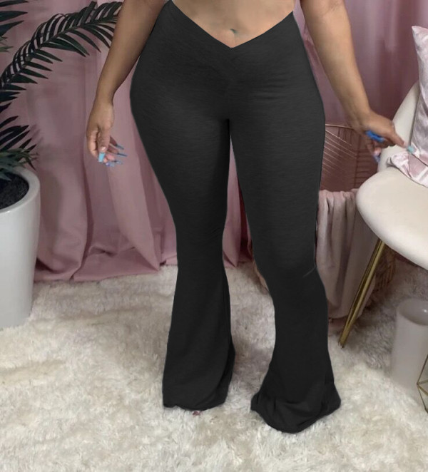 Plus Size Fashion Casual Solid Color Flared Pants LP-6244