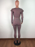 Fashion Ruffled Long Sleeve Two Piece Set LX-6876