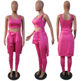 Solid Tanks+Long Sleeve Tops+Pants 3 Piece Sets JH-186