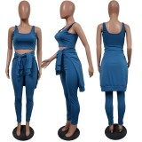 Solid Tanks+Long Sleeve Tops+Pants 3 Piece Sets JH-186