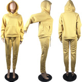 Solid Casual Hoodies Two Piece Pants Set MIL-171