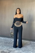 Sexy Off Shoulder Long Sleeve Top And Pants Two Piece Set XYF-9051