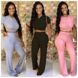 Plus Size Fashion Casual Solid Color Pants Two Piece Set XYF-9050