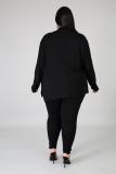 Plus Size 5XL Solid Turtleneck Long Sleeve 2 Piece Sets BMF-029