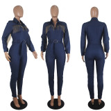Sexy Tassel Long Sleeve Belted Denim Jumpsuits SHD-9210