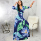 Plus Size V Neck Printed Maxi Dress SMR-9719