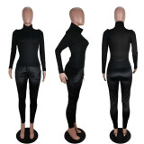 Solid Turtleneck Knitted Long Sleeve Slim Tops AWF-5803