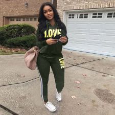 Letter Print Hoodies Sweatpants Two Piece Sets LSD-8761