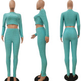 Fashion Solid Color Long Sleeve Sports Two Piece Set NYF-8011