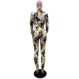 Casual Printed Blouse Top Long Pants 2 Piece Sets QZX-6166