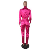 Fall Winter New Luminous Striped Stitching Sports Casual Two Piece Set YN-1050