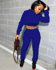 Solid Hoodies Lace Up Sweatpants Two Piece Sets YS-8711