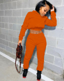 Solid Hoodies Lace Up Sweatpants Two Piece Sets YS-8711