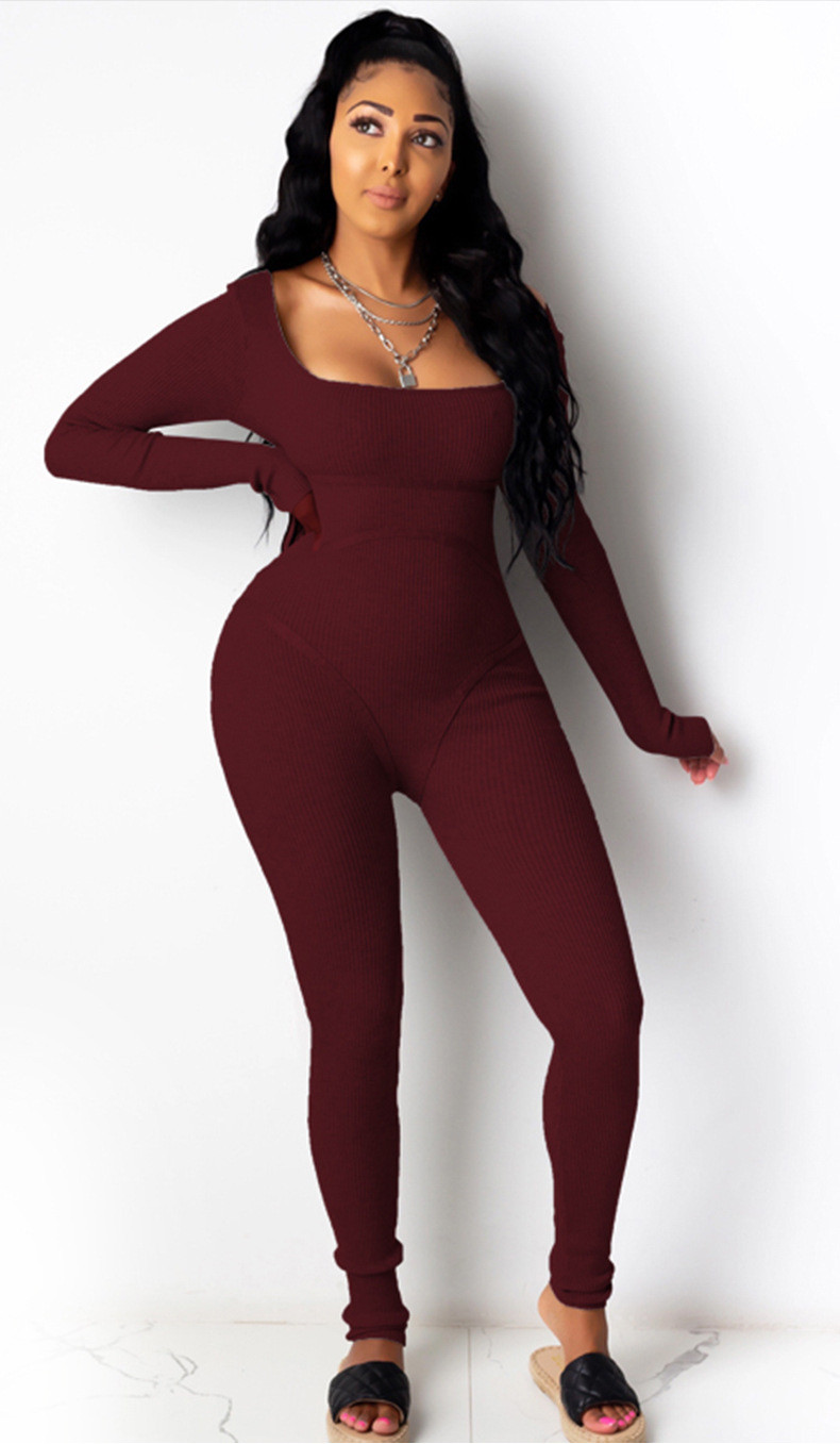 Dear-Fashion | Sexy Long Sleeve Tight One Piece Jumpsuits MIF-9009 with ...