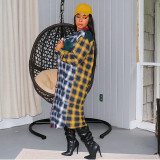 Casual Colorful Plaid Lapel Full Sleeve Long Coat KSN-8042