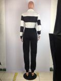 Casual Striped Tops Long Pants Two Piece Suits SMD-5013-1