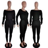 Casual Solid Long Sleeve One Piece Jumpsuits AWF-5817