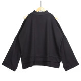 Solid Off Shoulder Long Sleeve O Neck Sweatshirt AWF-5813