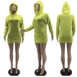 Casual Solid Long Sleeve Hoodie Dress MTY-6372