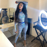 Sexy Mesh See Through Print Jumpsuit XMF-017