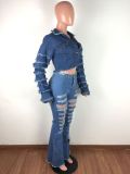 Casual Denim Ripped Hole Flared Jeans LA-3226