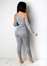Sexy Off Shoulder Hollow Ruched Jumpsuits WZ-8337