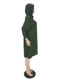 Plus Size Casual Loose Hooded Zipper Midi Dress NM-8321