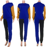 Contrast Color Sweatshirt Two Piece Suits MDF-5179