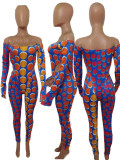 Sexy Printed Slash Neck Bodysuit And Pants 2 Piece Sets SXF-0301