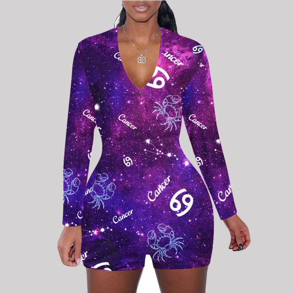 Zodiac Print Long Sleeve Rompers SHD-9450