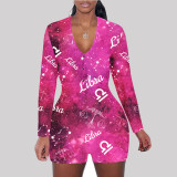 Zodiac Print Long Sleeve Rompers SHD-9450