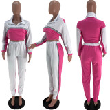 Long Sleeve Patchwork Sports Two Piece Set XSF-6018