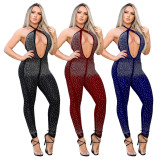 Sexy Hot Drilling Halter Backless Jumpsuits LX-9101