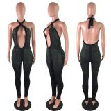 Sexy Hot Drilling Halter Backless Jumpsuits LX-9101