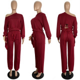 Casual Solid Sweatshirt Pants Two Piece Sets LSL-6400