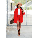 Solid Full Sleeve Coat And Shorts Two Piece Sets BS-1236