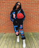 Casual Printed Hoodie Pants Two Piece Suits OY-6235