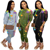 Plus Size 4XL Casual Printed Long Sleeve 2 Piece Sets SHA-6204