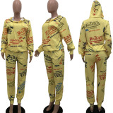 Plus Size Printed Hoodie Pants Two Piece Sets XYKF-9253