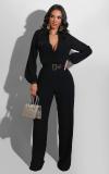 Casual Loose Solid Long Sleeve Jumpsuit Without Belt SFY-190